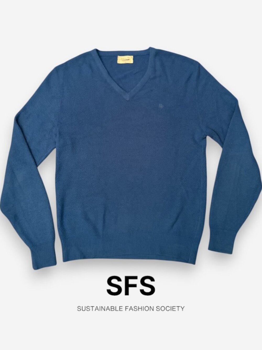 Vintage Christian Dior Blue V-Neck Sweater XL - USA Made Orlon Knit